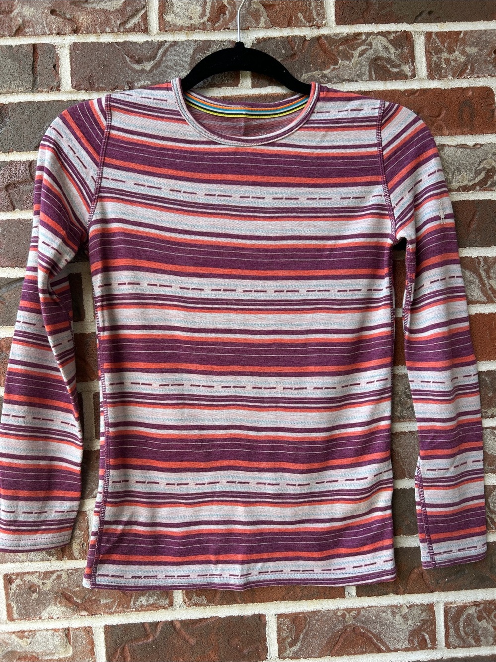 Smartwool Kids Long-Sleeve Striped Tee in Pink, Purple & Orange